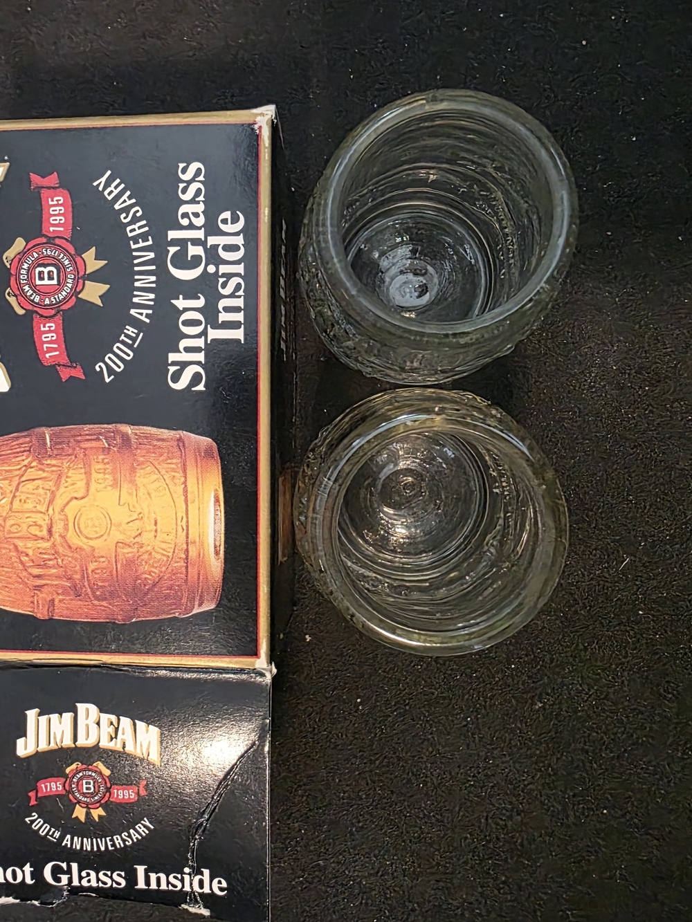Jim Beam 200th Anniversary Shot Glass Set - Clear Glass Barrel Design